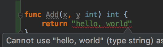our IDE warns us that we return the wrong type